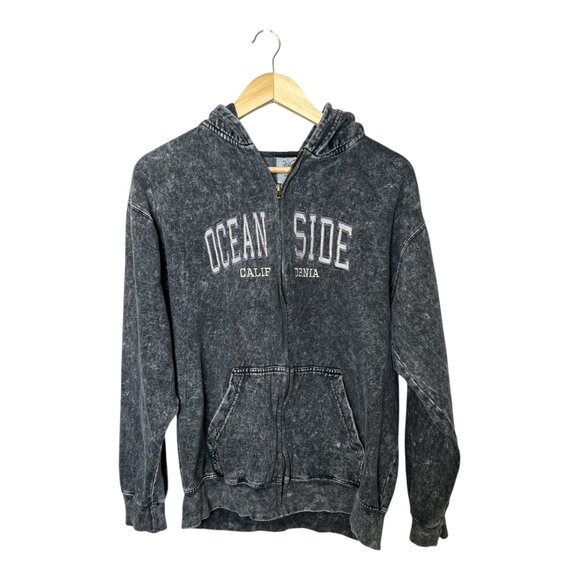 Us Vintage Tops - US Vintage Collection Oceanside, CA Gray Marbled Zip-up Hoodie Women's Size M